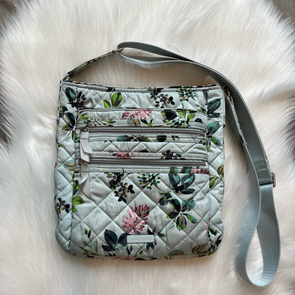 Vera Bradley Nylon Quilted Triple Zip Hipster Crossbody Bag